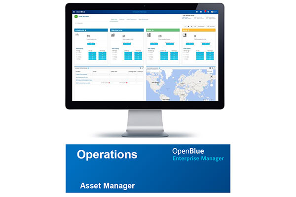 A desktop screen showing the features of the OpenBlue Enterprise Manager
