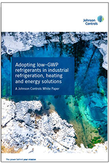 Front page of a whitepaper related to low GWP refrigerants product by Johnson Controls