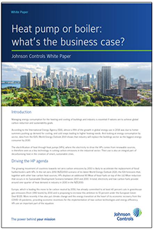 Front page of a whitepaper related to heat pump product by Johnson Controls