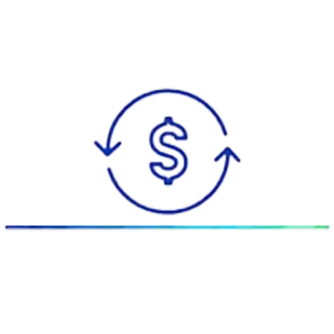 Revenue recycle dollar icon in blue